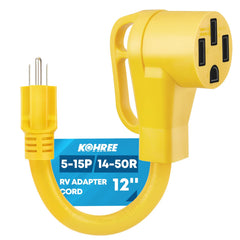 Kohree 50A to 110V RV adapter dogbone cord for versatile RV power.