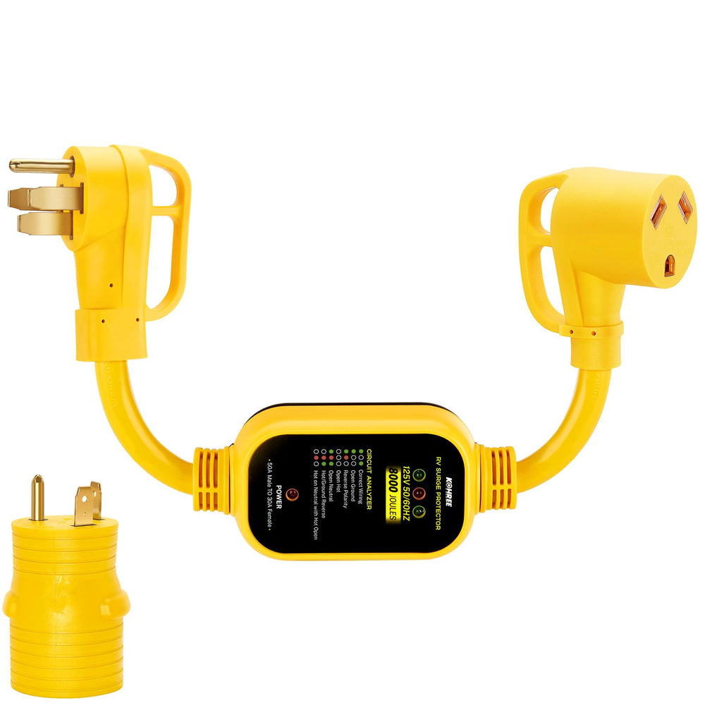 Kohree 50A to 30A RV adapter connection for easy campground hookups.