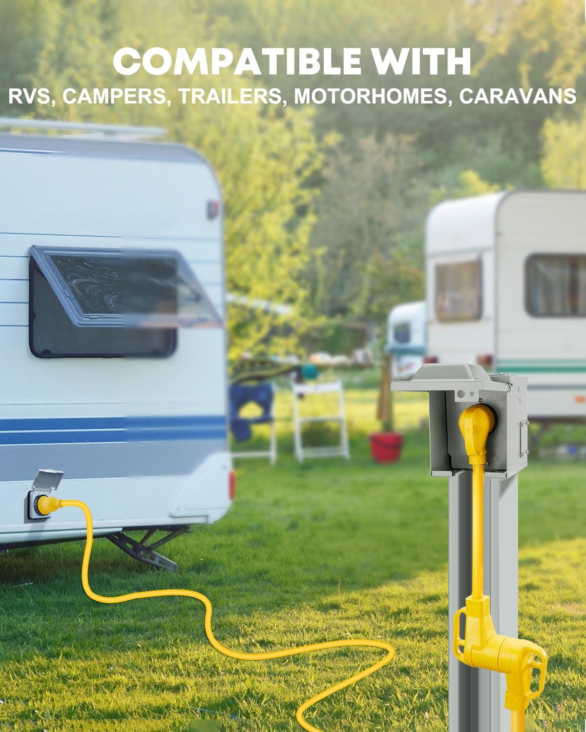 Kohree 50A to 30A RV adapter built for outdoor use.