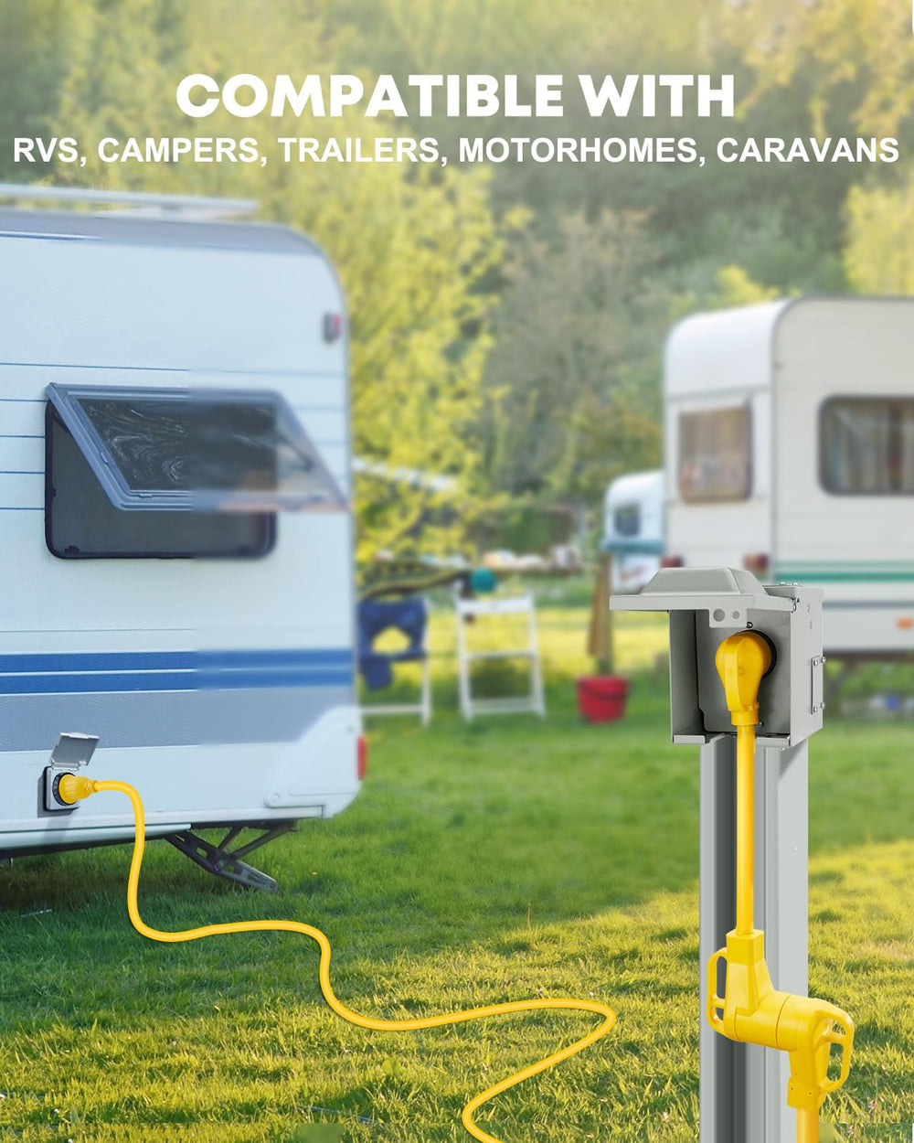 Kohree 50A to 30A RV adapter built for outdoor use.