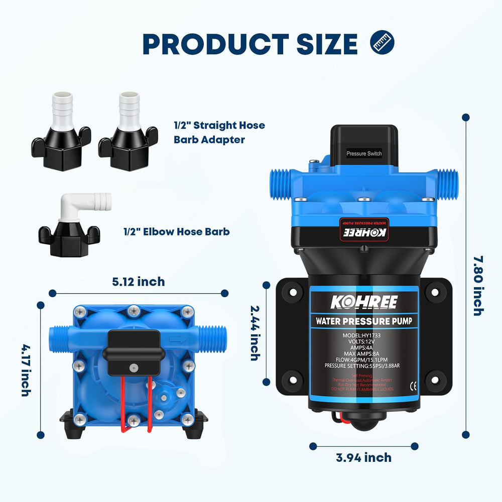 Kohree 55 PSI pressure switch detail for regulated flow