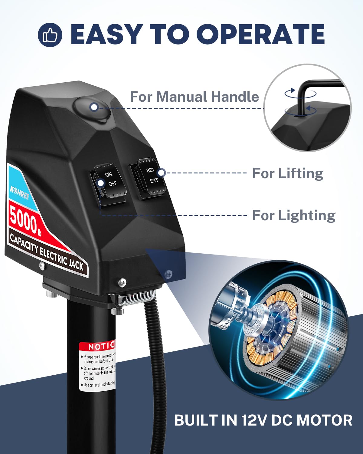 Kohree 7-way connector enables easy plug-and-play trailer operation.