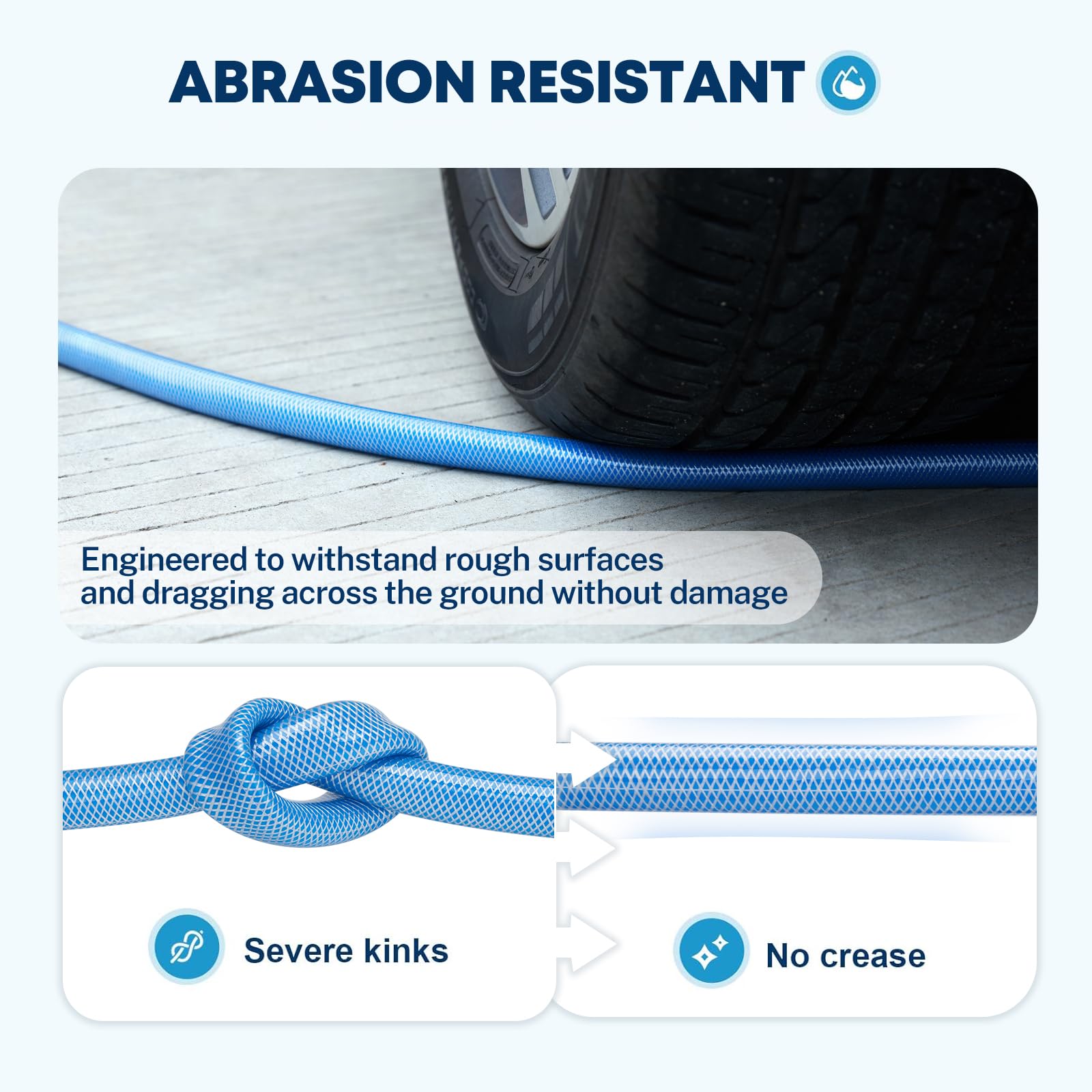 Kohree all-weather hose remains flexible in heat and cold for year-round use.