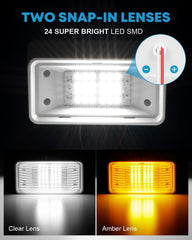 Kohree amber lens option for RV porch lighting and reduced glare.
