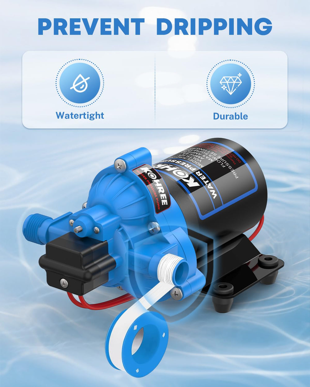 Kohree anti-leak design with TEFLON tape supports secure installation.