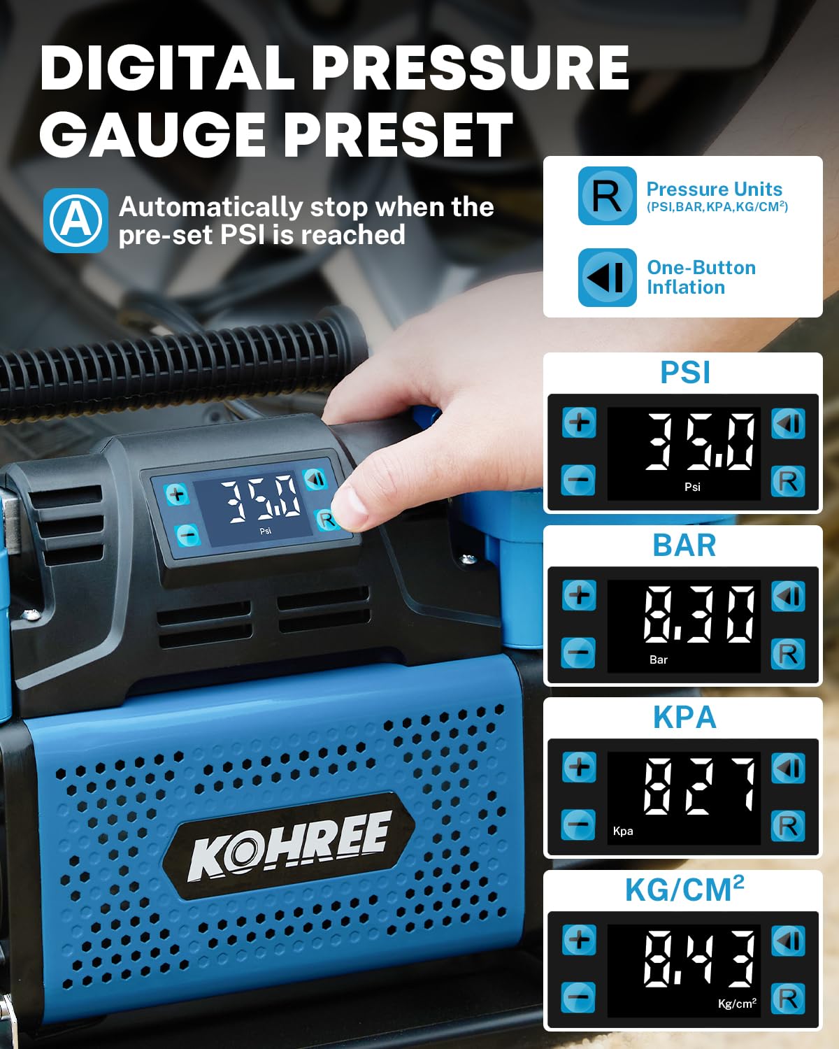 Kohree heavy-duty construction with stable base reduces vibration during use.