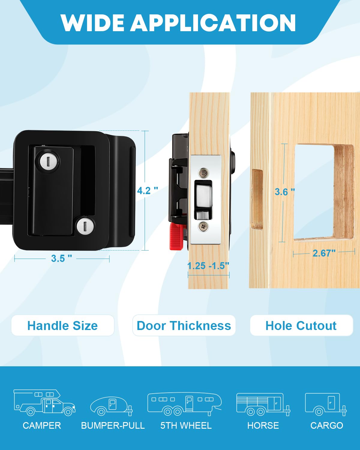 Kohree IPX3 waterproof RV door lock withstands outdoor use.