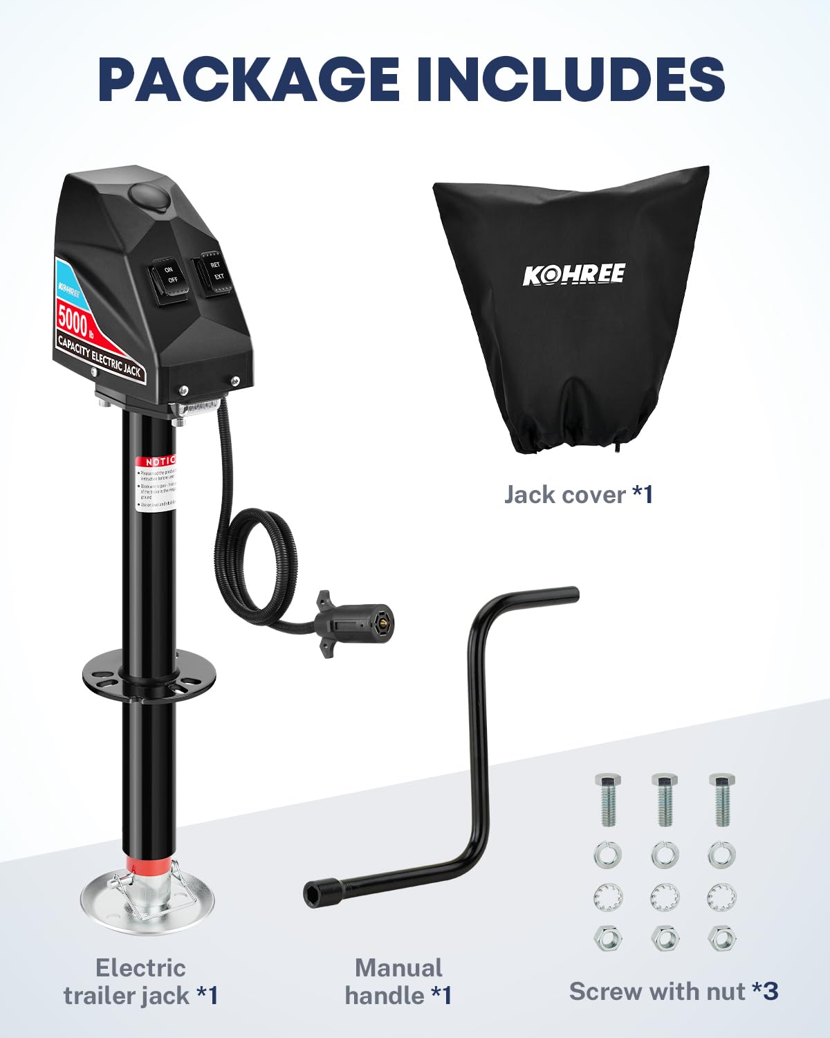 Kohree manual crank handle included for optional manual operation.