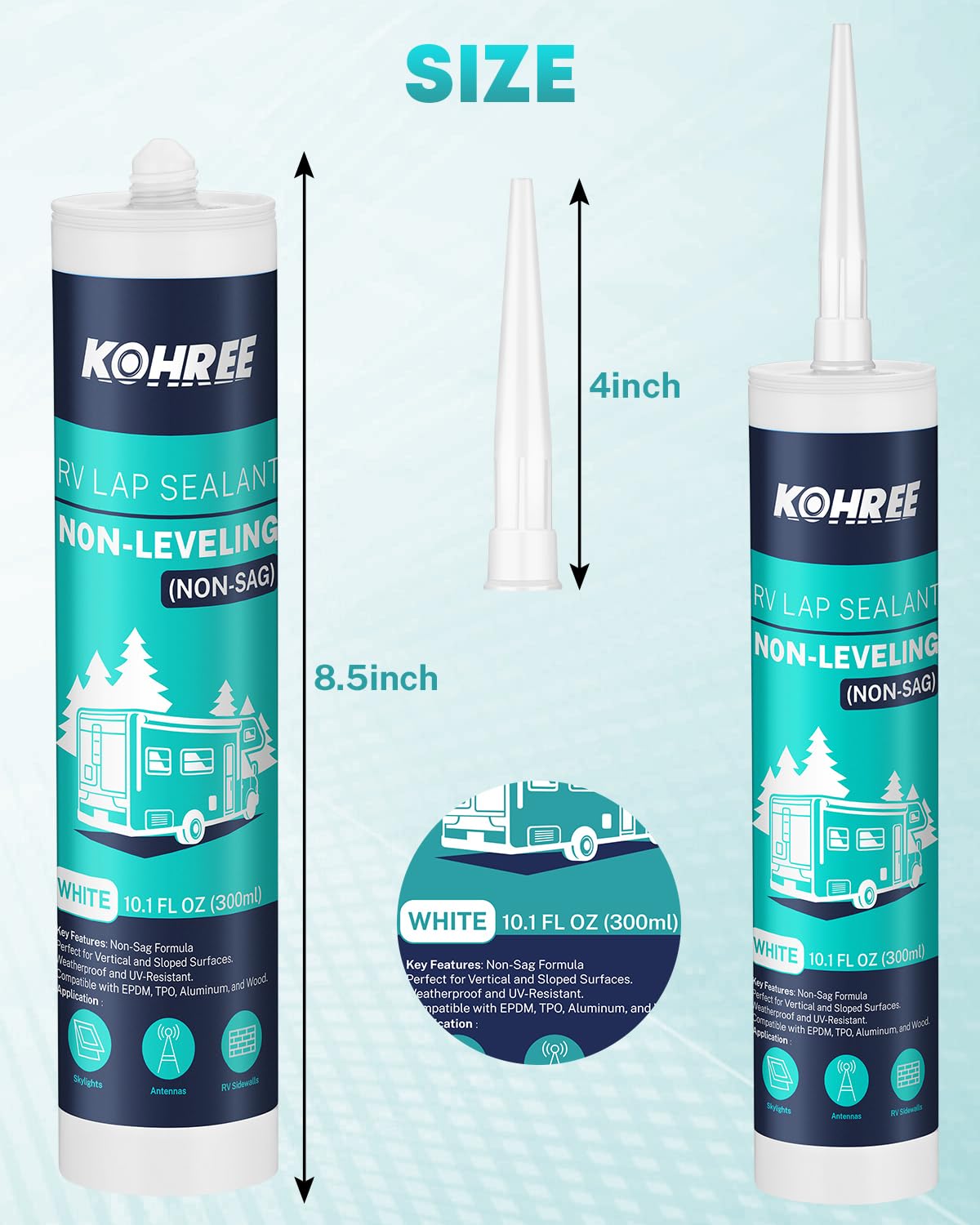 Kohree Non-Leveling RV Roof Sealant safe for indoor and outdoor use.