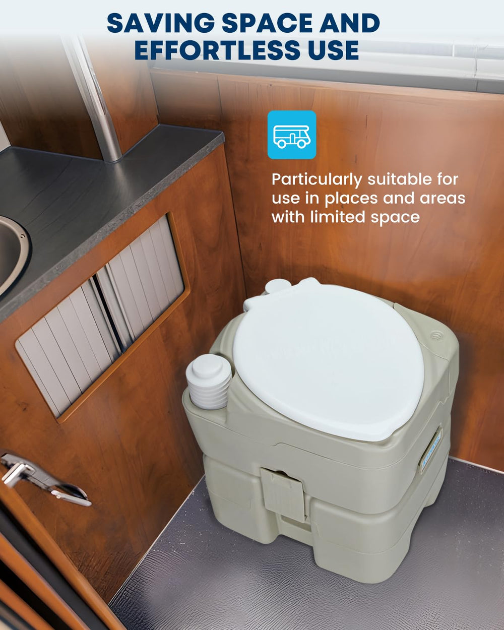 Kohree portable toilet with lightweight carry handle for travel.