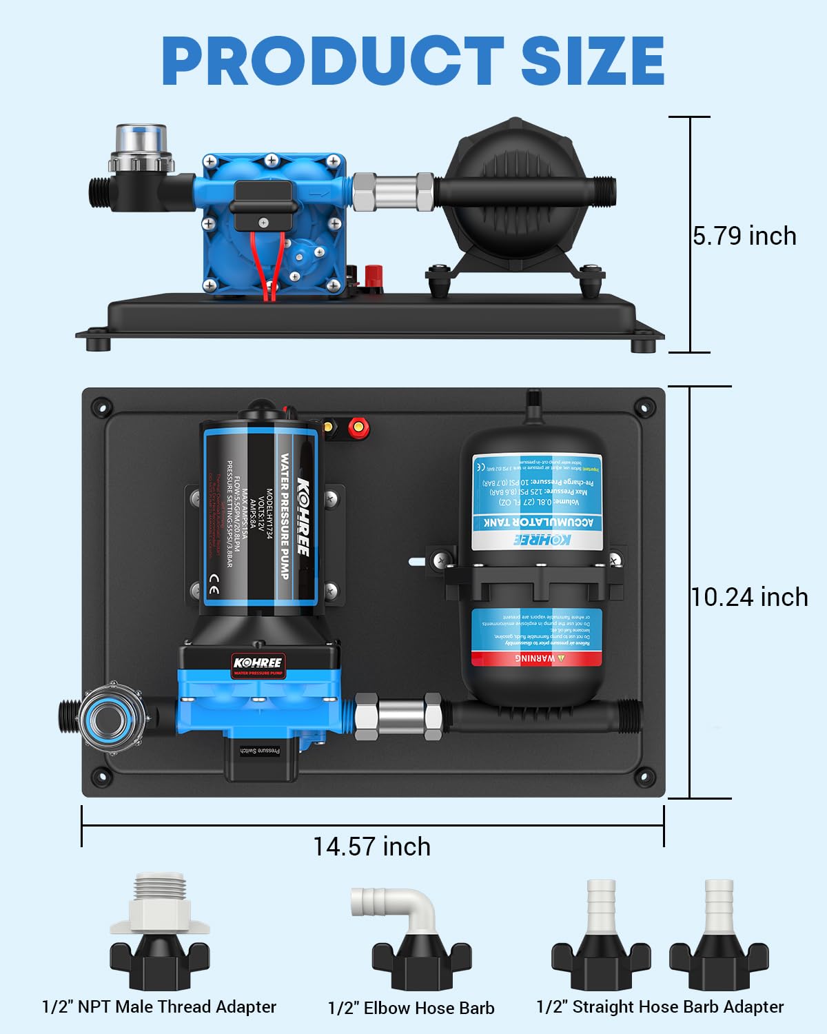 Kohree pre-assembled pressure set simplifies RV plumbing installation.