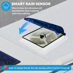 Kohree quiet RV roof fan at 50dB keeps living spaces peaceful