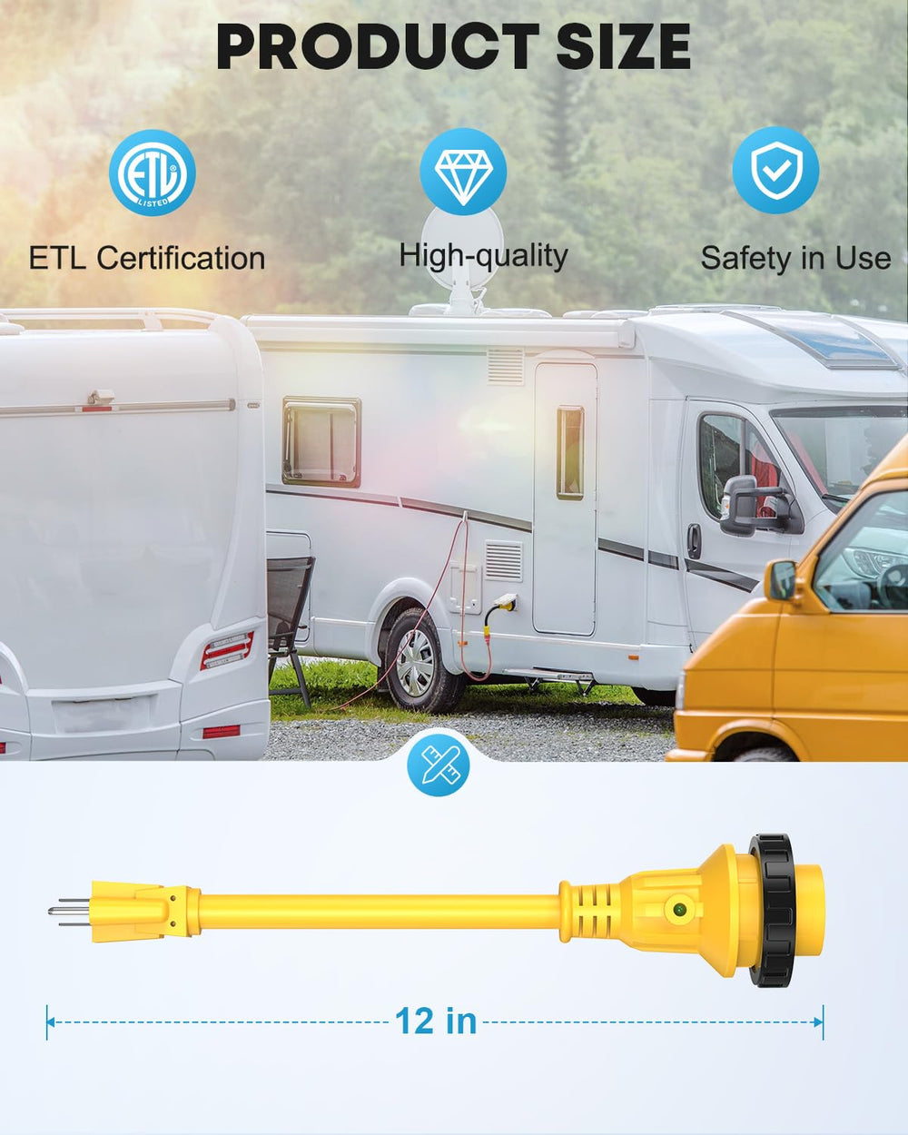 Kohree adapter in outdoor-use scenario for RV power at site