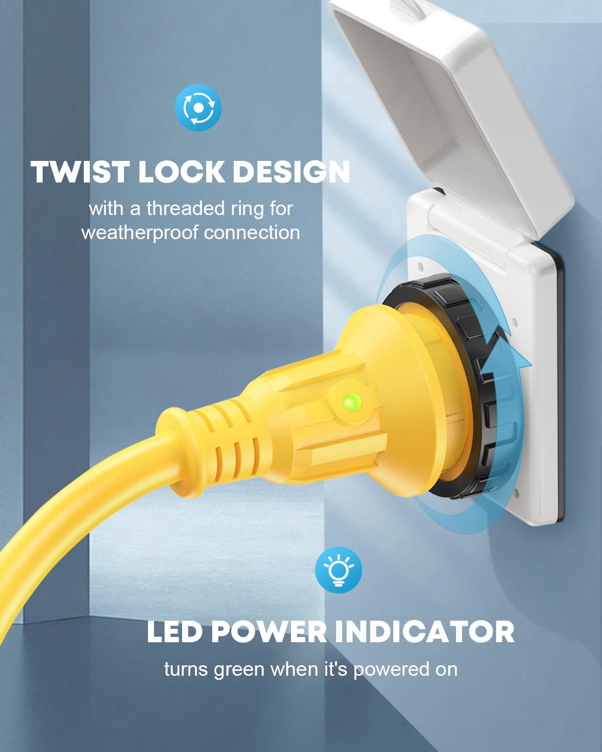 Kohree twist-lock receptacle with watertight secure connection