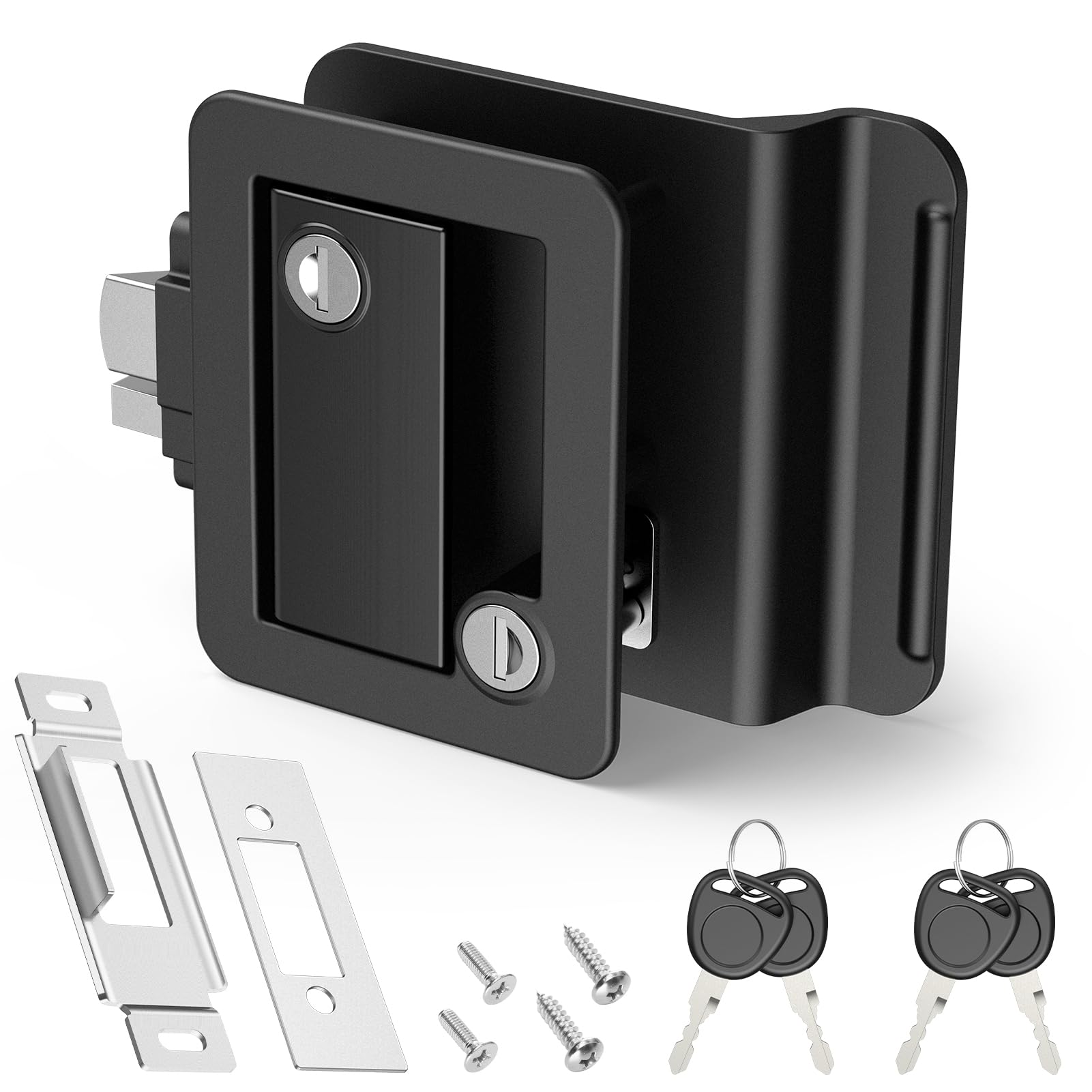 Kohree RV door lock front view highlights sturdy zinc alloy build for reliable camping use.