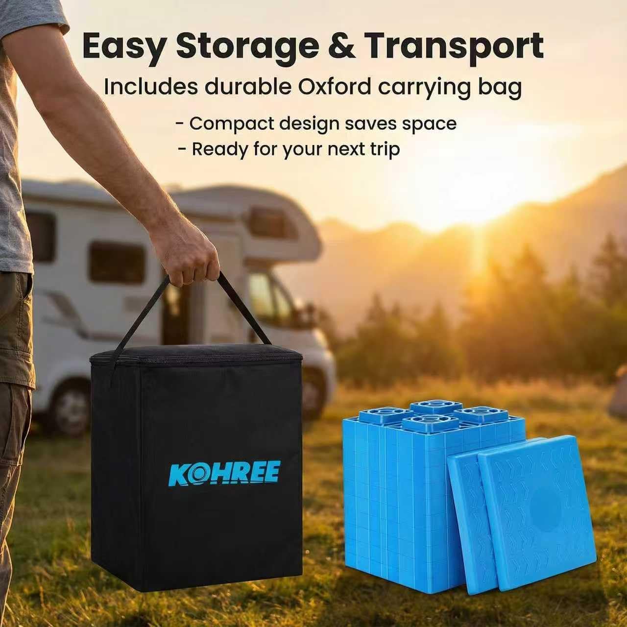 Kohree 8.54-inch square blocks provide a wide, stable base