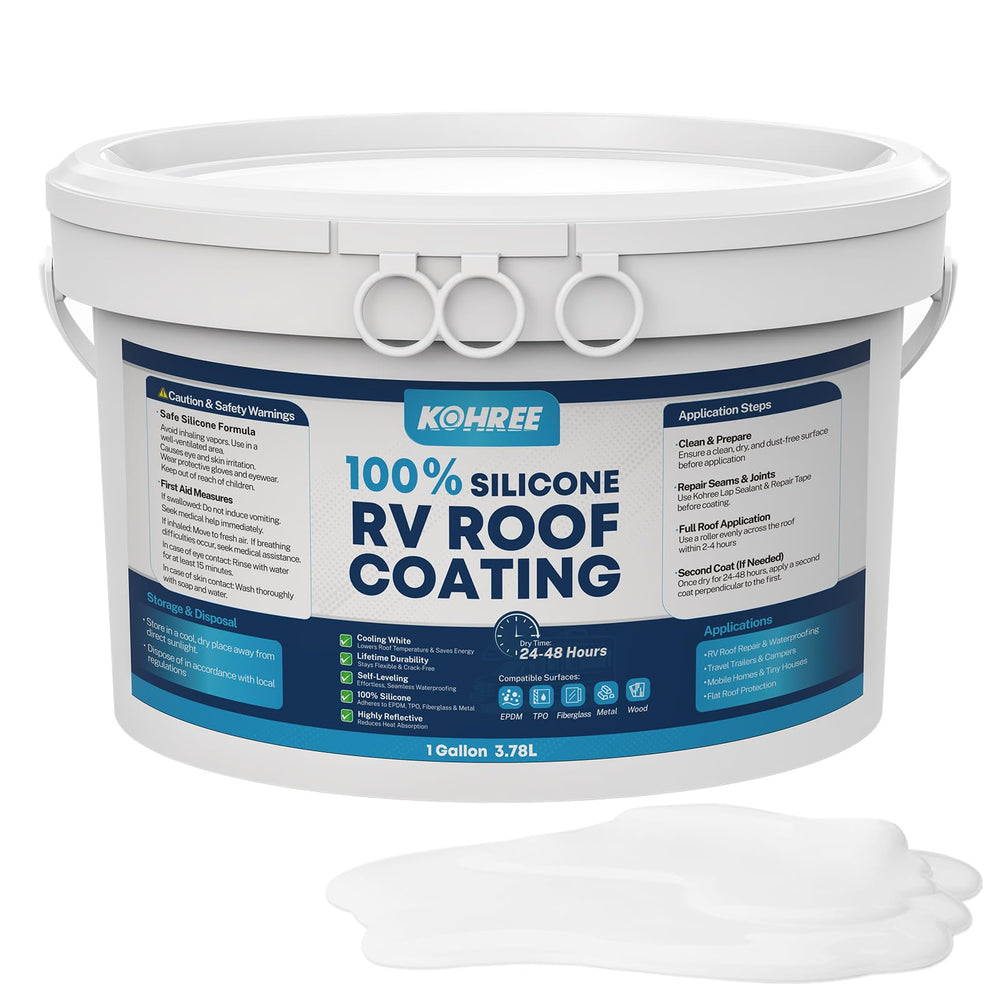 Kohree RV roof coating 1gal white container ready for application and heat reflection
