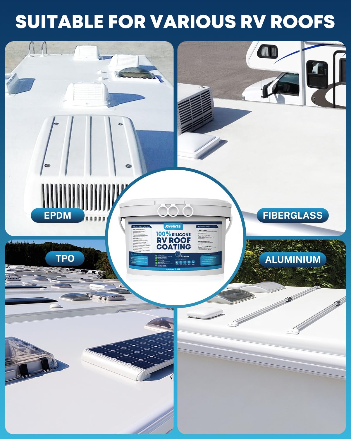 Kohree coating applied with a sprayer on an RV roof for fast coverage
