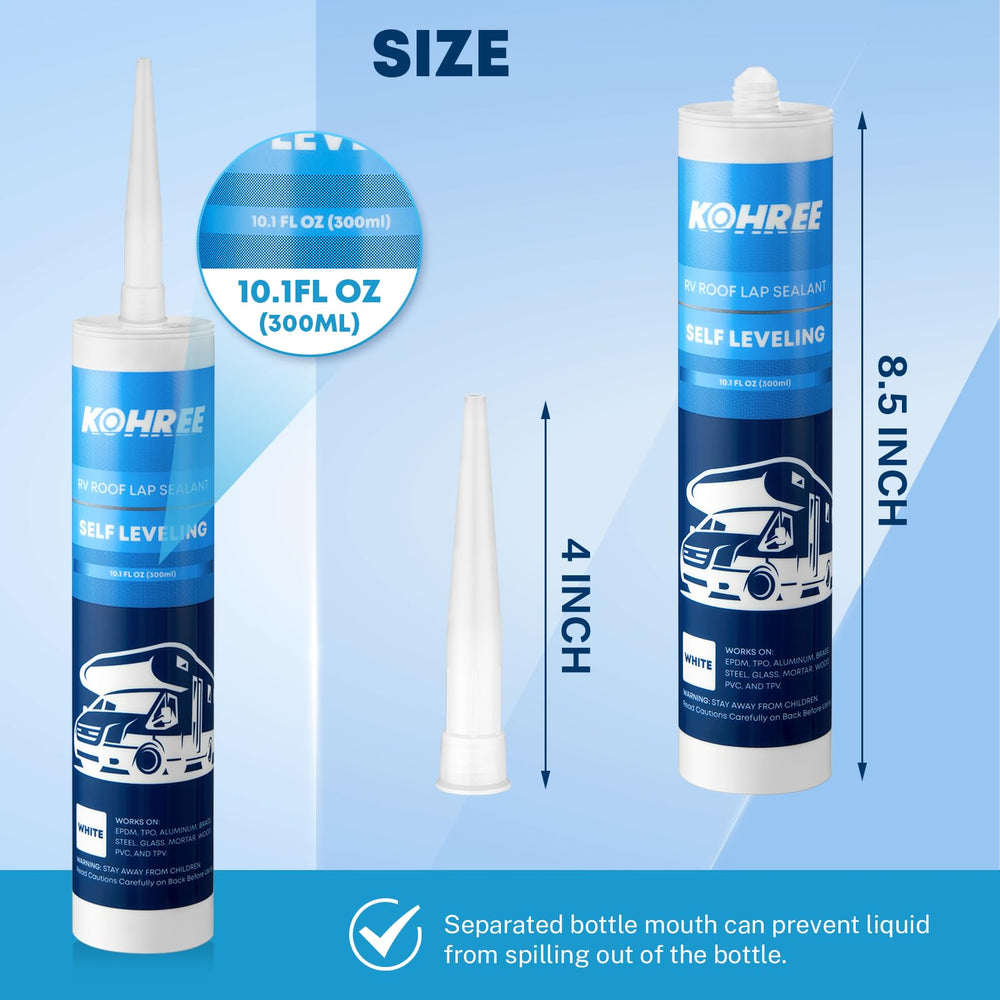 Kohree RV Roof Sealant safety formula with low odor for indoor and outdoor use.