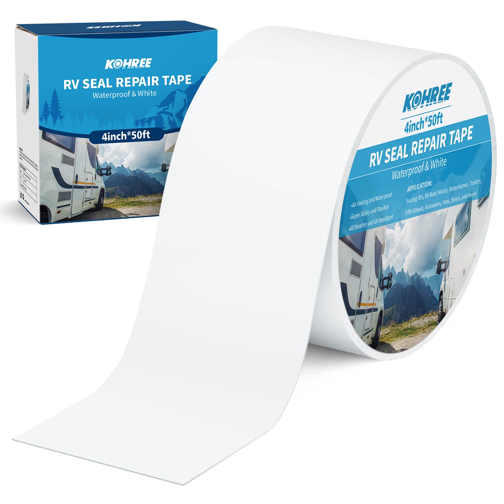 Kohree RV Sealant Tape roll 4in x 50ft ready for waterproof sealing.