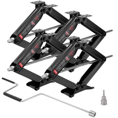 Kohree RV stabilizer jack extended to 24 inches for stable campsite leveling.