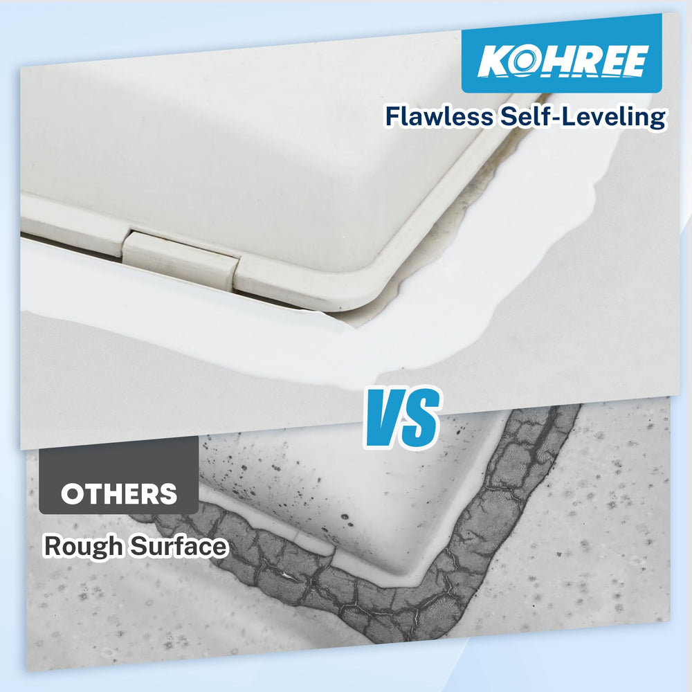 Kohree self-leveling sealant in action forms flat surface on seams.
