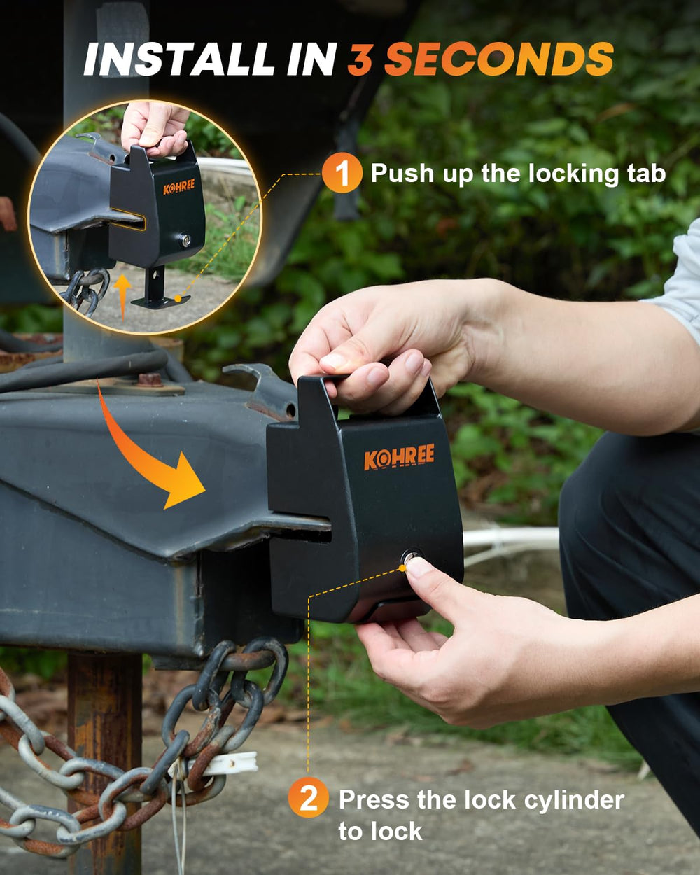 Kohree hitch lock includes four keys for convenient sharing and backups.