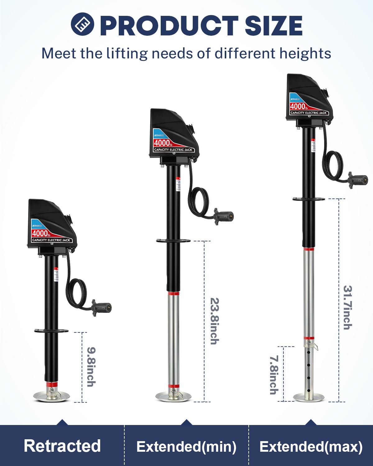 Kohree 22-inch lift accommodates taller tongue heights for diverse setups.
