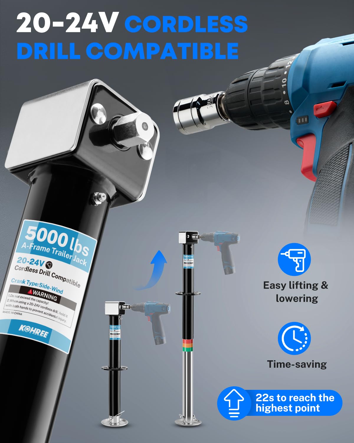 Drop-leg feature provides extra stability when leveling on uneven ground.