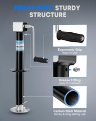 Ergonomic handle with non-slip grip eases manual cranking when needed.