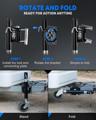 Dual tires improve stability on mud, gravel, and rocky ground for Kohree jack.