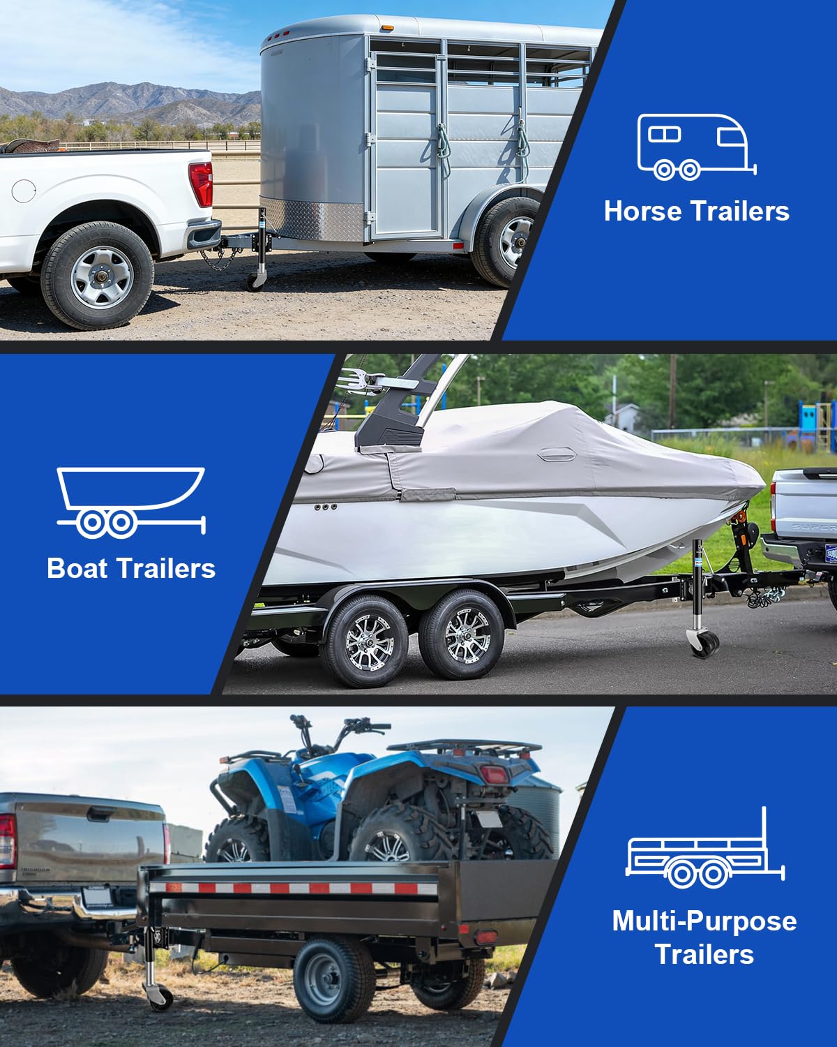 Kohree trailer jack ideal for RV, boat, or utility trailers.