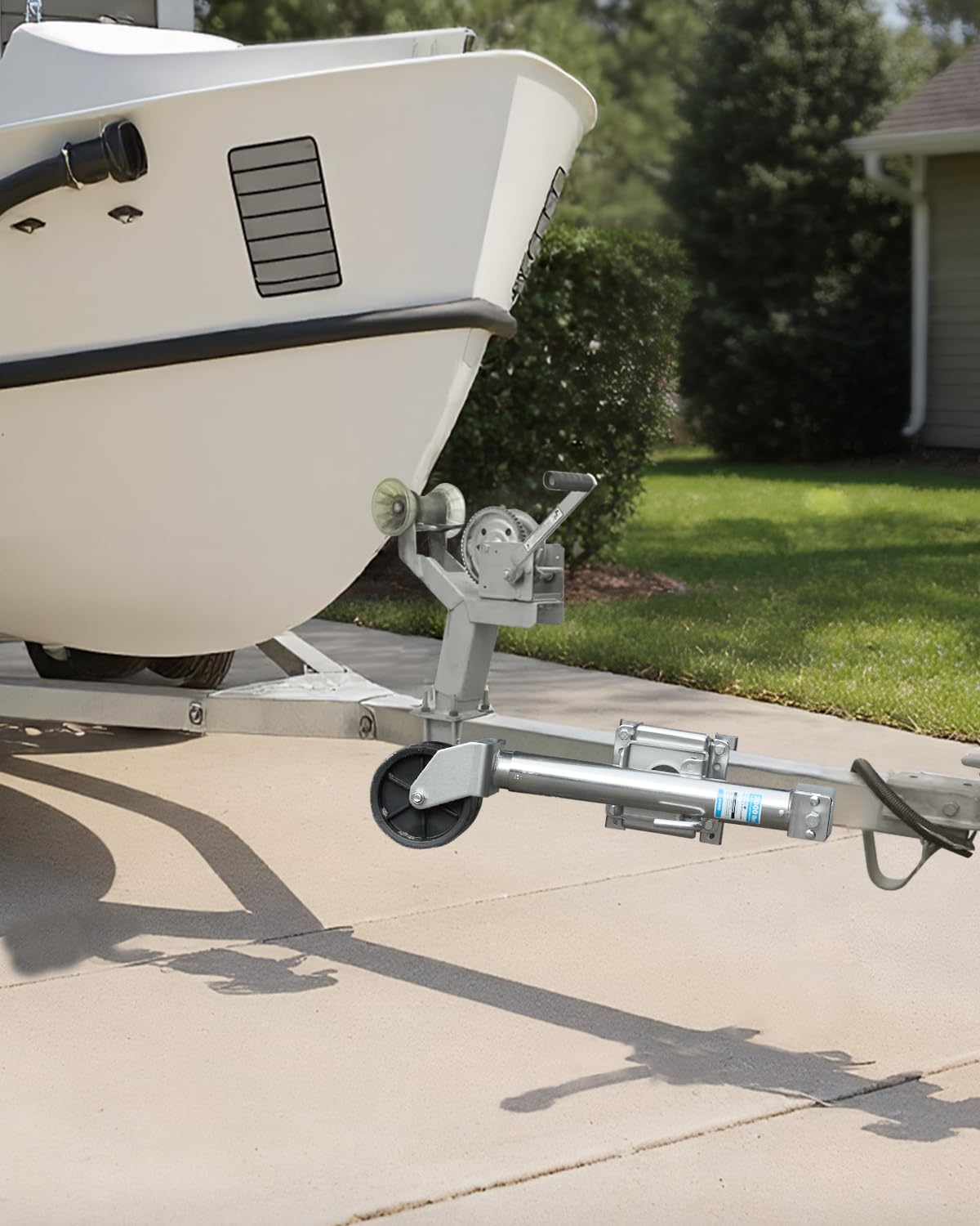 Kohree trailer jack in use on an RV and boat setup
