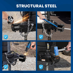 Kohree trailer lock on a sturdy steel body for rugged outdoor use.