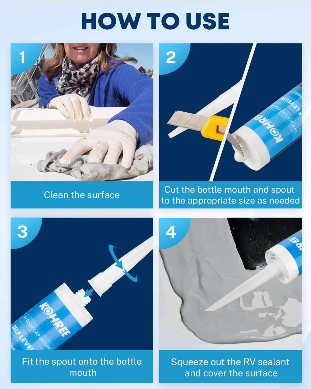 Kohree waterproof sealant close-up showing strong adhesion