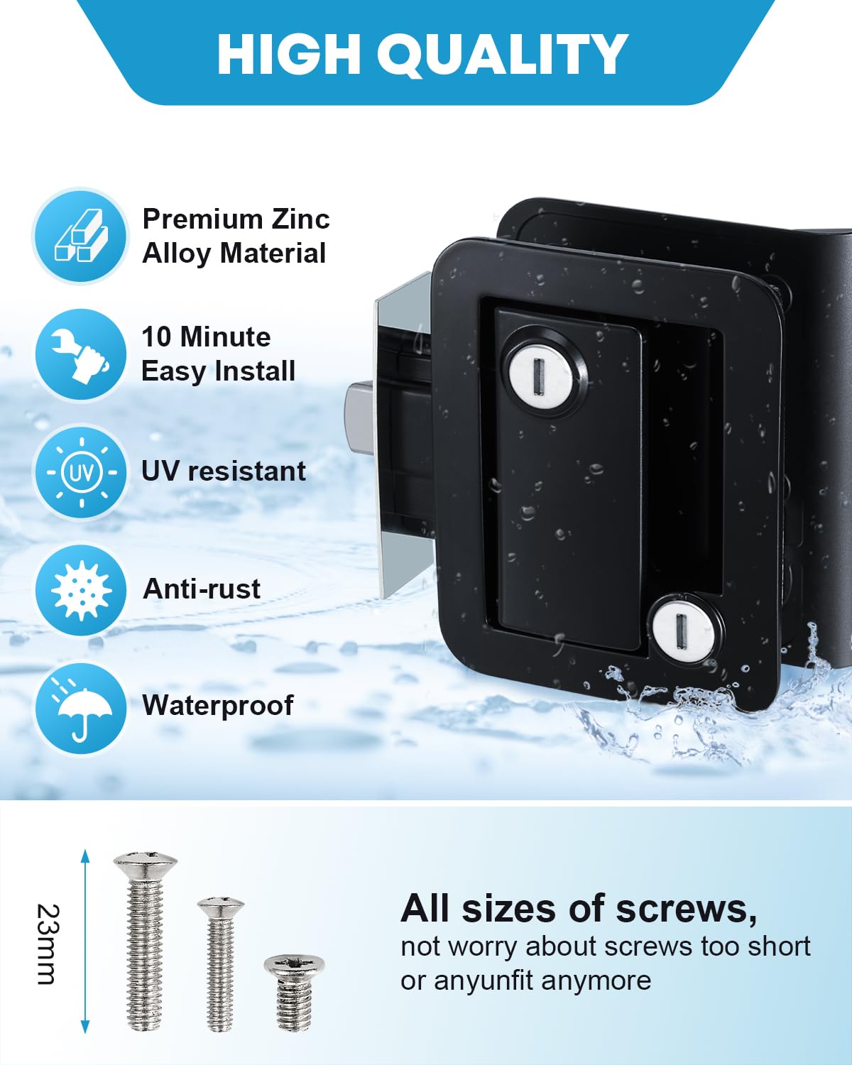 Kohree zinc alloy RV door lock base ensures durable mounting.