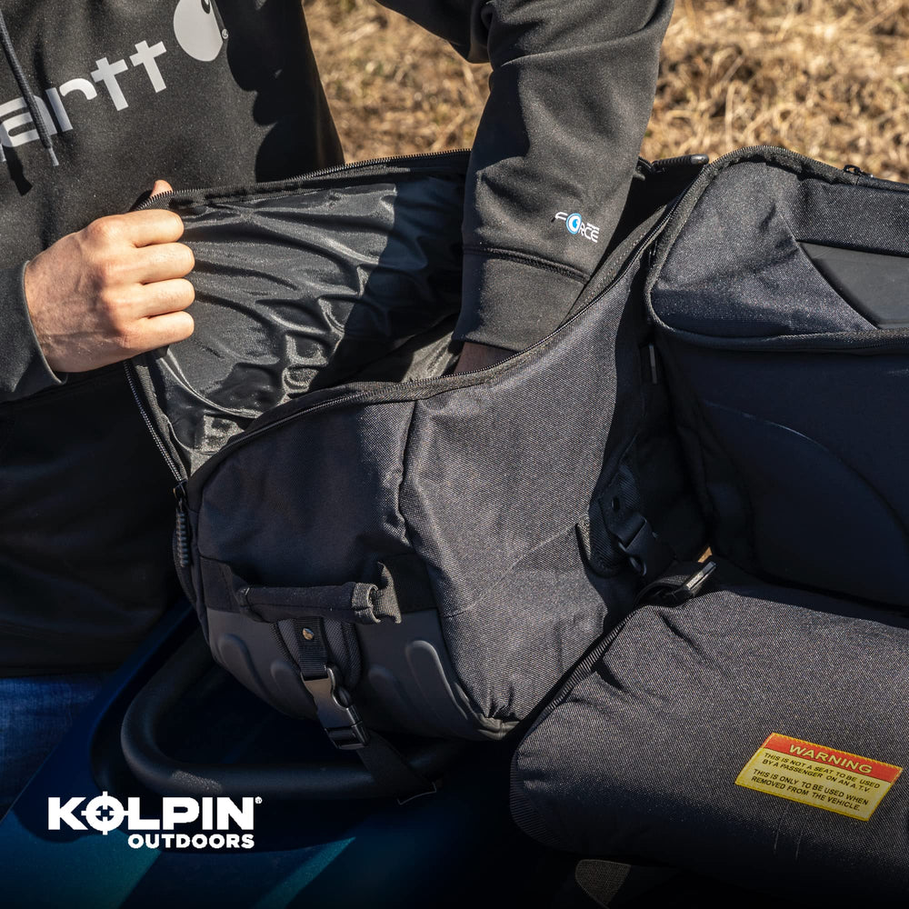 Kolpin Matrix Seat Bag dimensions 32x22x11 inches shown with compact storage layout