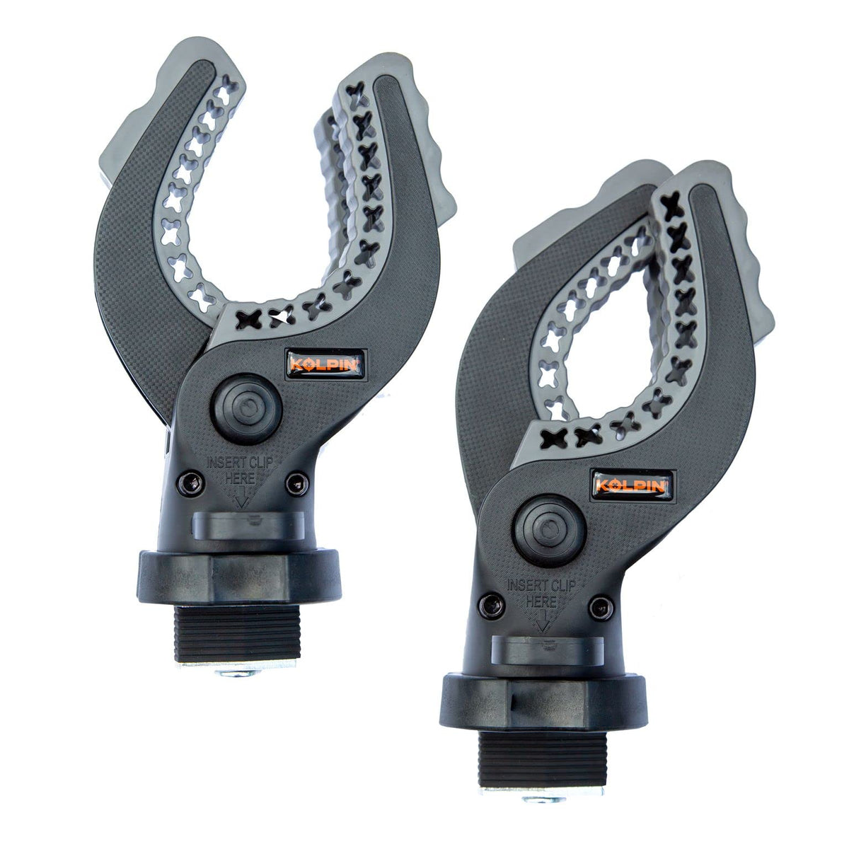 Kolpin Ratcheting Rhino Grip LinQ base mounted on Can-Am rack for secure transport.