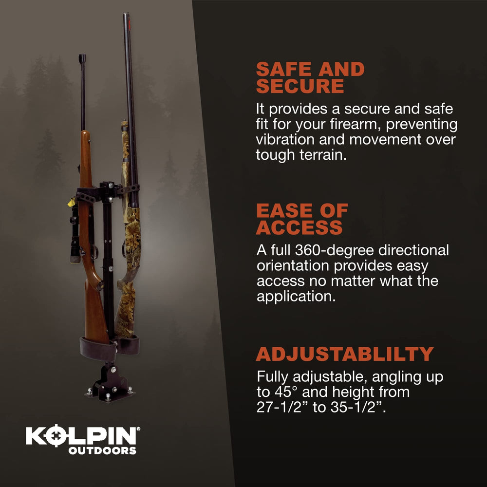 Kolpin UTV Gun Rack vertical design provides quick access from cab.