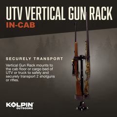 Kolpin gun rack uses v-block straps to support stock and barrel.