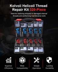 Kolvoii Helicoil kit contents neatly organized for quick professional maintenance tasks