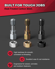 Kolvoii taps and dies assembly displays precise threading for UNC, UNF, and metric sizes.
