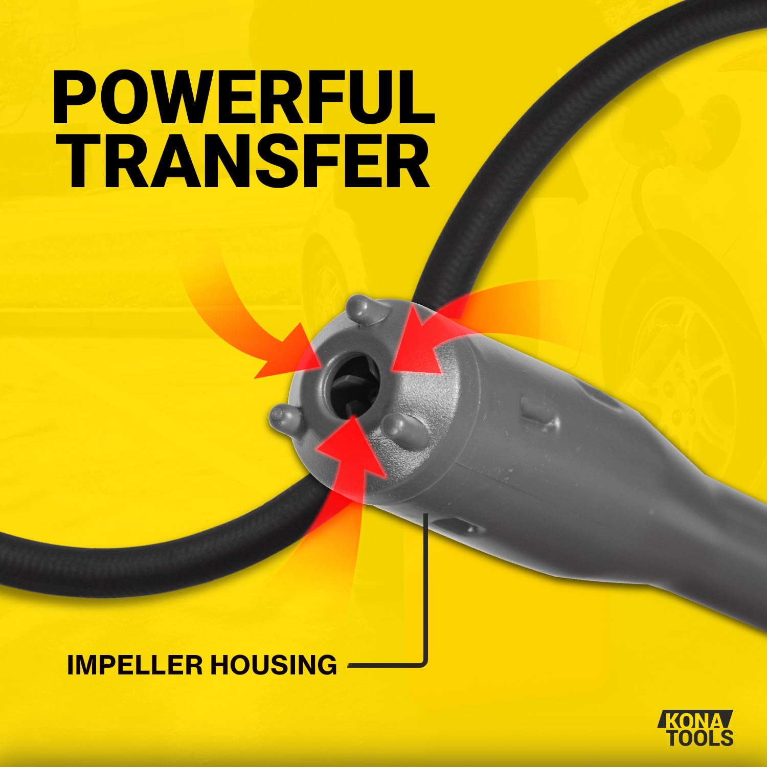 KONA TOOLS 4.3 ft rubber hose reaches 3–20 gallon barrels