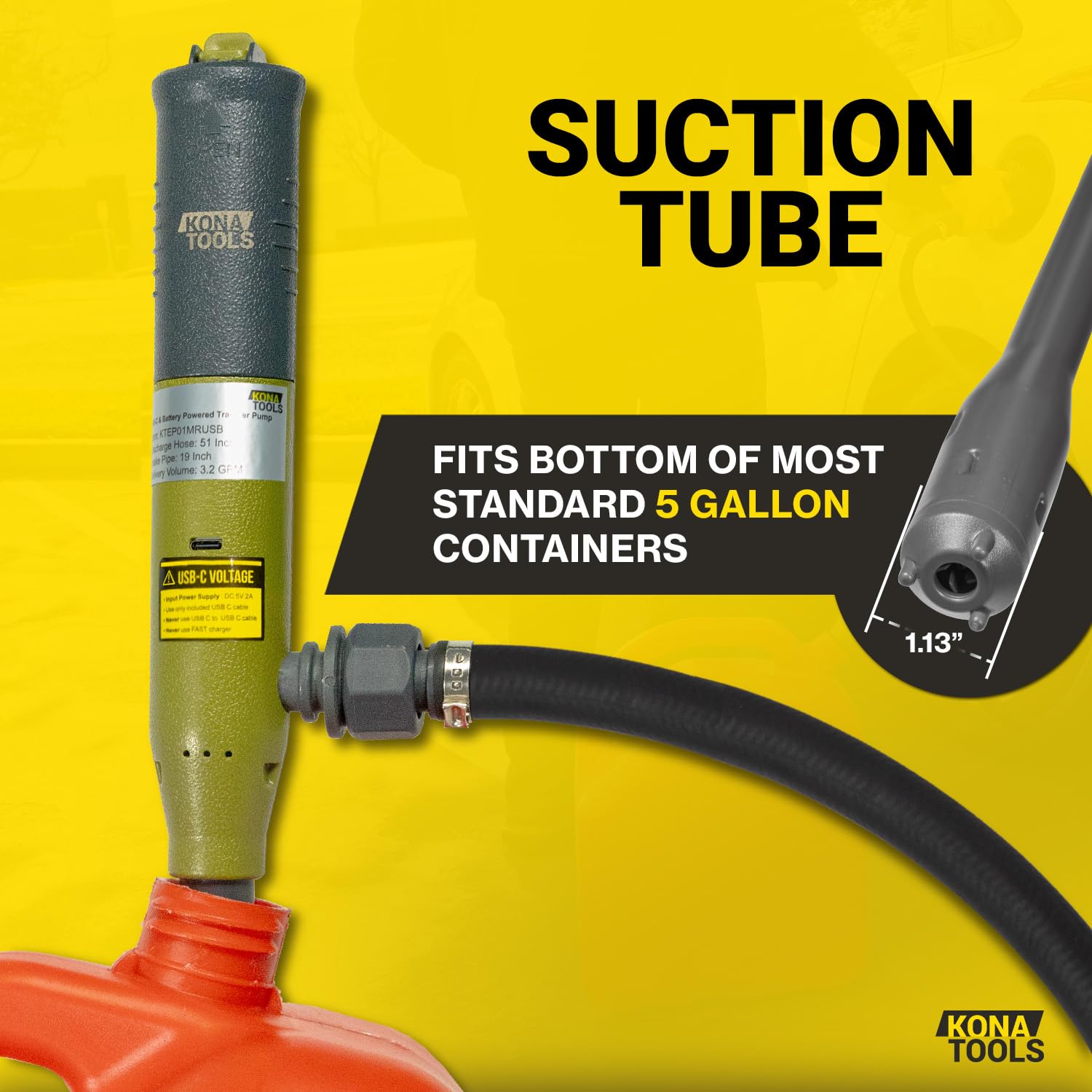 KONA TOOLS 19 inch suction tube for easy priming