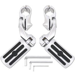 Konduone highway pegs with angled chrome on a 1.25-inch engine guard