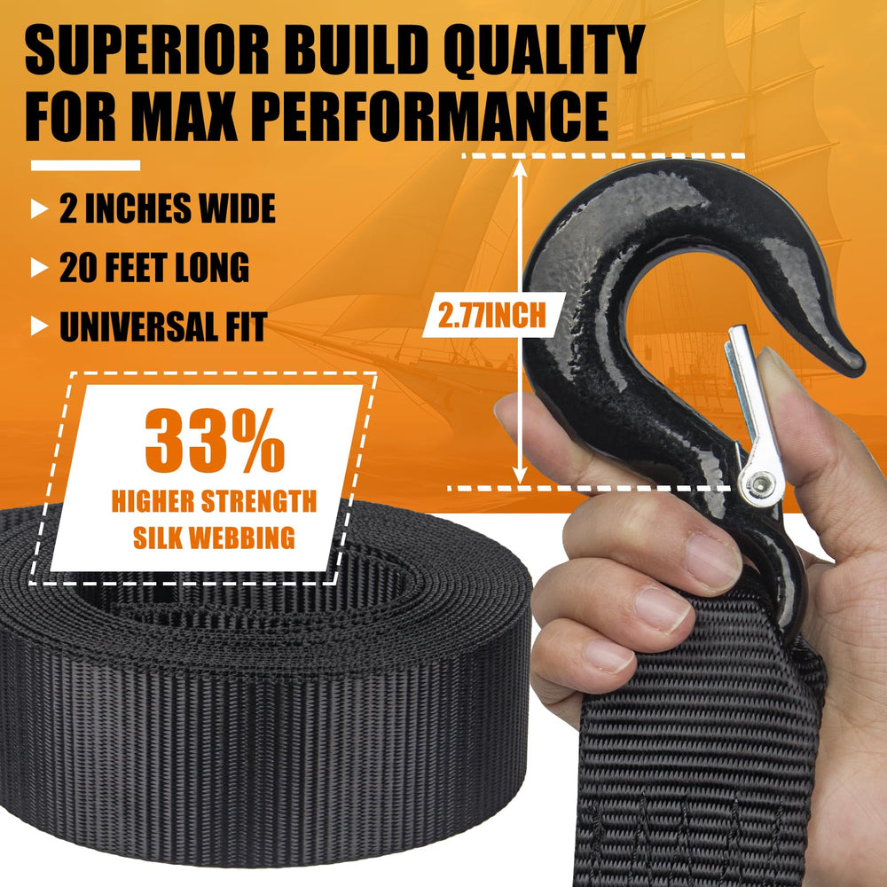 KONON winch strap made of sturdy polyester for durable trailer use