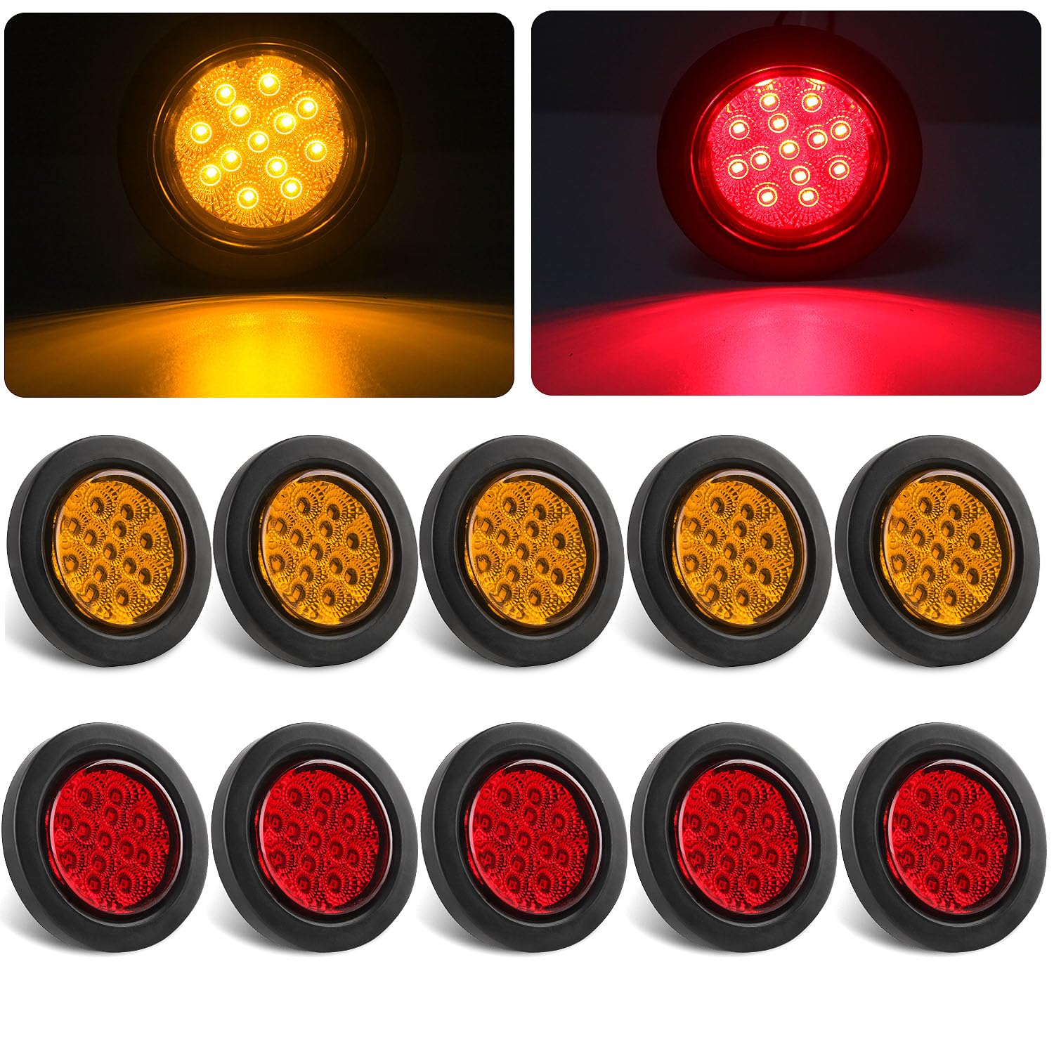 Konrali 2.5-inch amber LED marker light enhances trailer visibility and signaling.