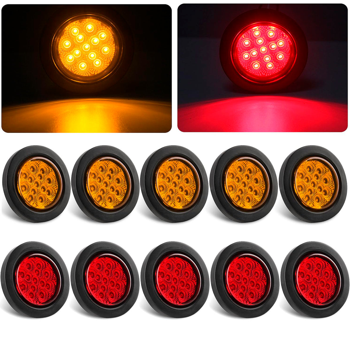 Konrali 2.5-inch amber LED marker light enhances trailer visibility and signaling.