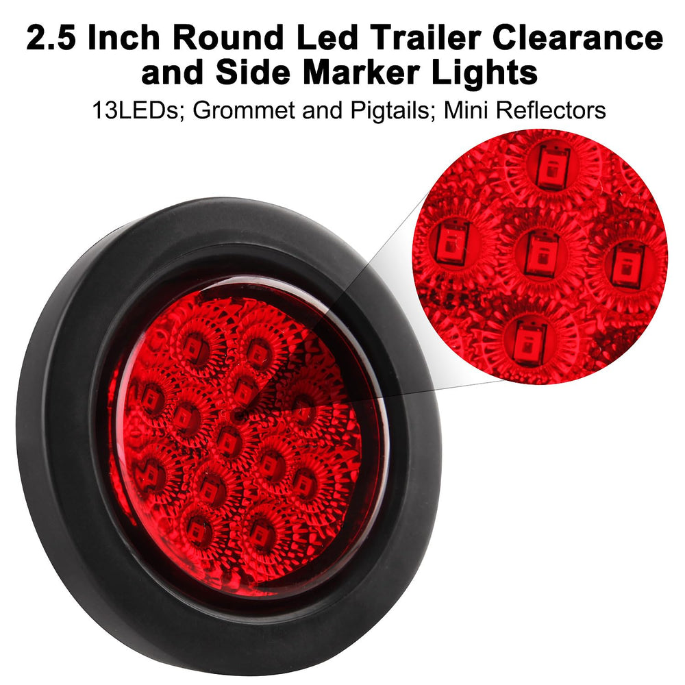 Konrali 2.5-inch red LED marker light boosts side visibility for trucks.