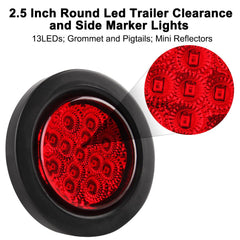 Konrali 2.5-inch red LED marker light boosts side visibility for trucks.